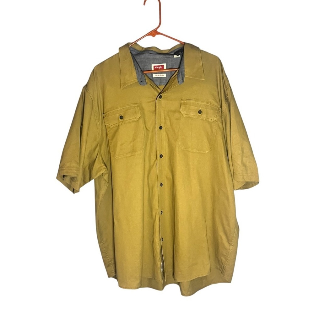 Wrangler Men's Short Sleeve Button Up Western Work Shirt Brown 2XL